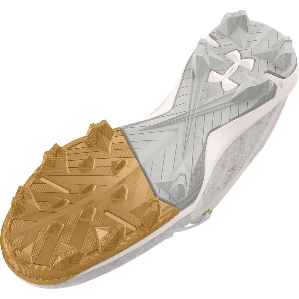 Under Armour Men's Harper 8 Mid RM Baseball Cleats - White/White/Gold, US 7 - Picture 2 of 7